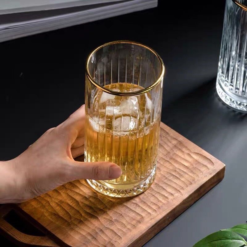 Ly Thủy Tinh Chịu Nhiệt 445ml, Ly Thủy Tinh Vân Sọc Đế Họa Tiết Kim Cương
