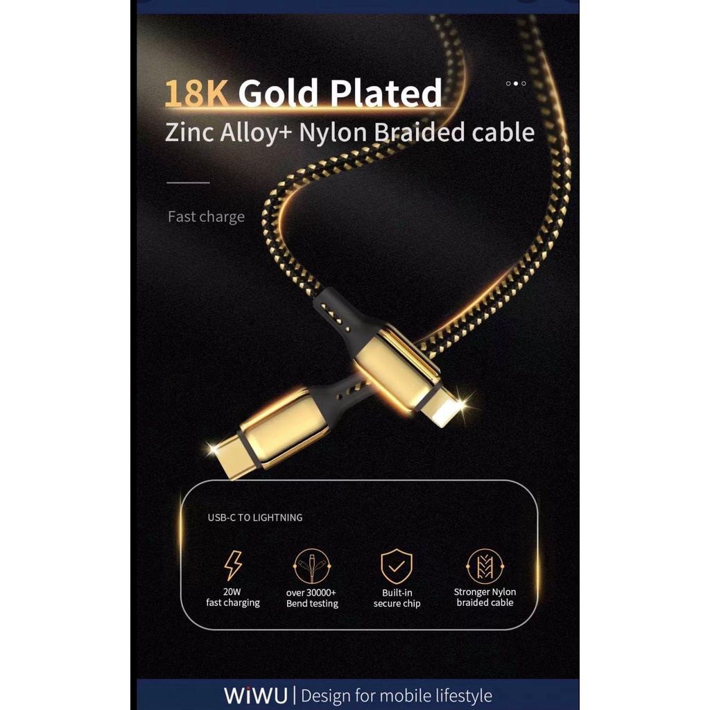 Cáp WiWu Golden Data Cable GD-102 Cáp Tương Thích Rộng Rãi Với Các Thiết Bị Micro - Hàng Chính Hãng