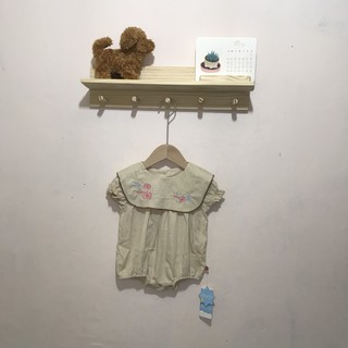 Jumpsuit Cho Bé Hàng Quảng Châu Cổ Vuông Thêu Hoa , Quần Áo Trẻ Em Từ 0 Tới 2 Tuổi