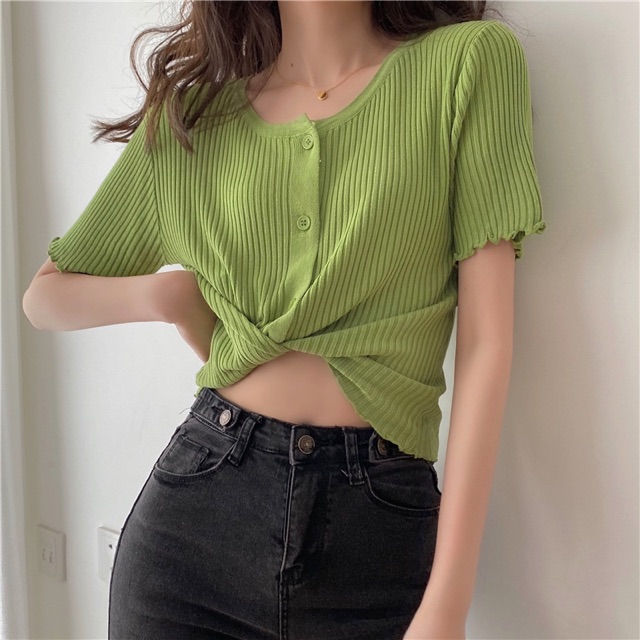 MS018 Áo len khuy viền lượn sóng PhuLinhShop