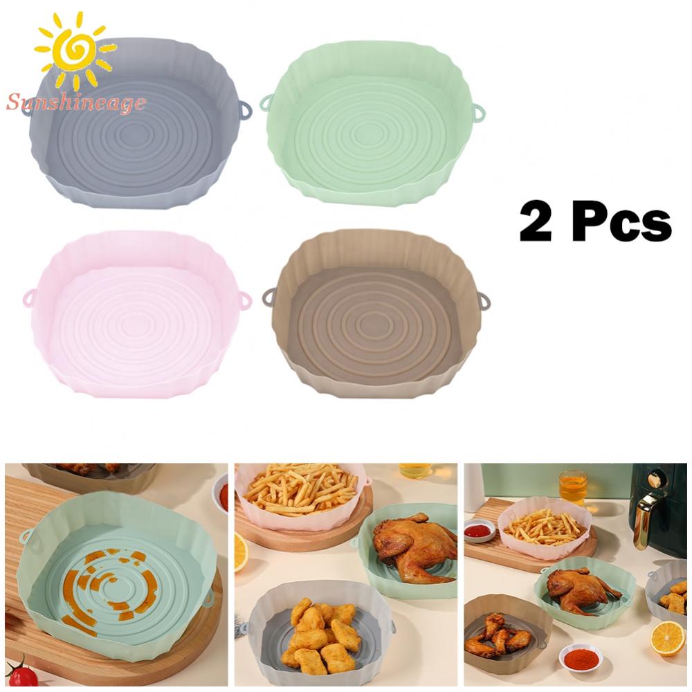 2Pcs Silicone Pot Holder Oven Tray Air Fryer Pad Food Grade Reusable With Handle