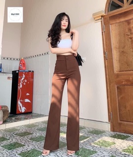 QUẦN ỐNG LOE HÁCK CHÂN DÀI 1m cạp cao 2 màu