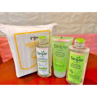 Combo làm sạch Simple bao gồm nước tẩy trang, sữa rửa mặt và nước hoa hồng là sự kết hợp khá hoàn hảo