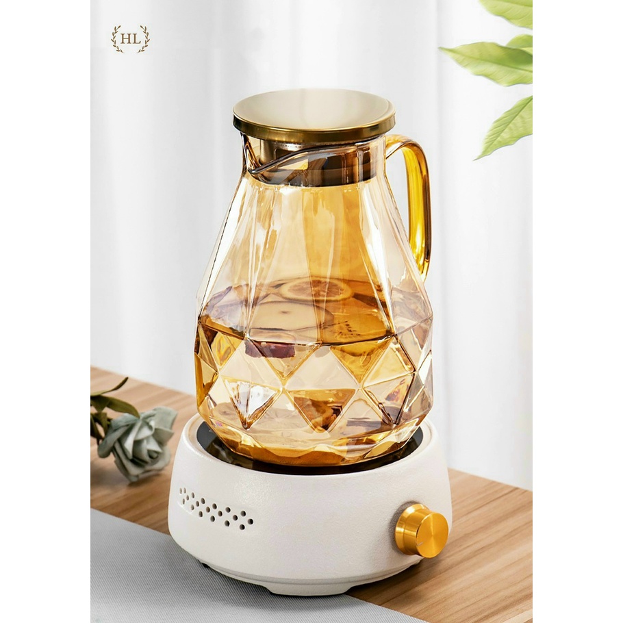 [ Sỉ lẻ ] [ giá tận xưởng] Bình Đựng Nước 1.9Lít Thủy Tinh Chịu Nhiệt, Bình Thủy Tinh Chịu Nhiệt Màu Vàng