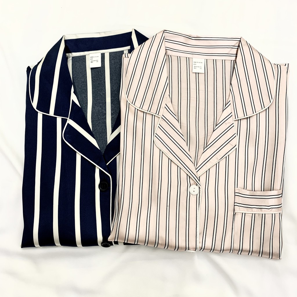 Pijama- Đồ Bộ Ngủ Áo Quần Dài Kẻ Sọc Vải Lụa Cao Cấp kèm ảnh thật DDLP03