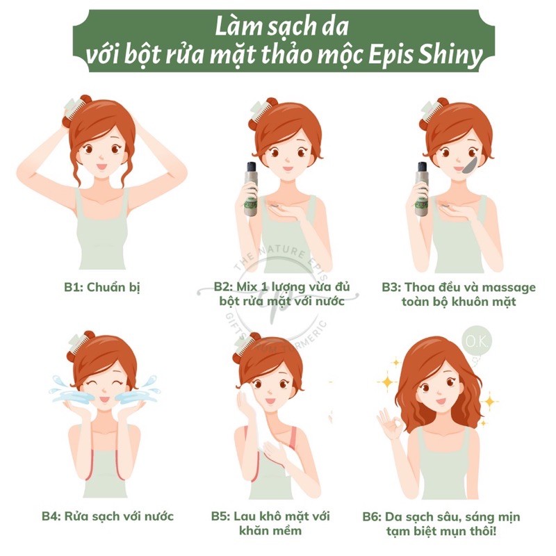 Bột rửa mặt thảo mộc Epis Shiny