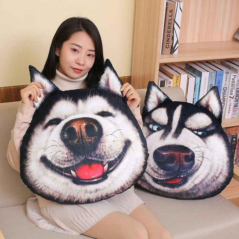 🐻🐻Gối Sofa hình chó Husky 3D dễ thương