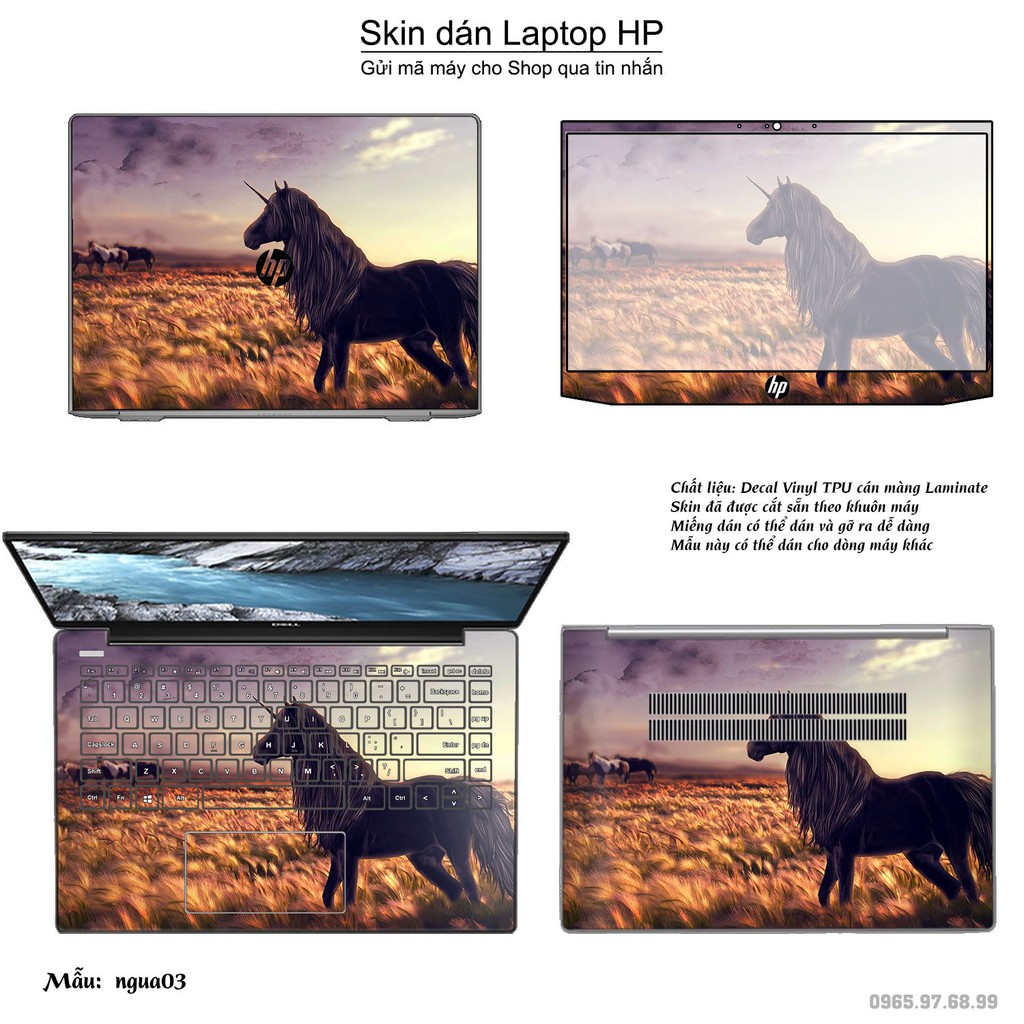 Skin dán Laptop HP in hình Con ngựa (inbox mã máy cho Shop)