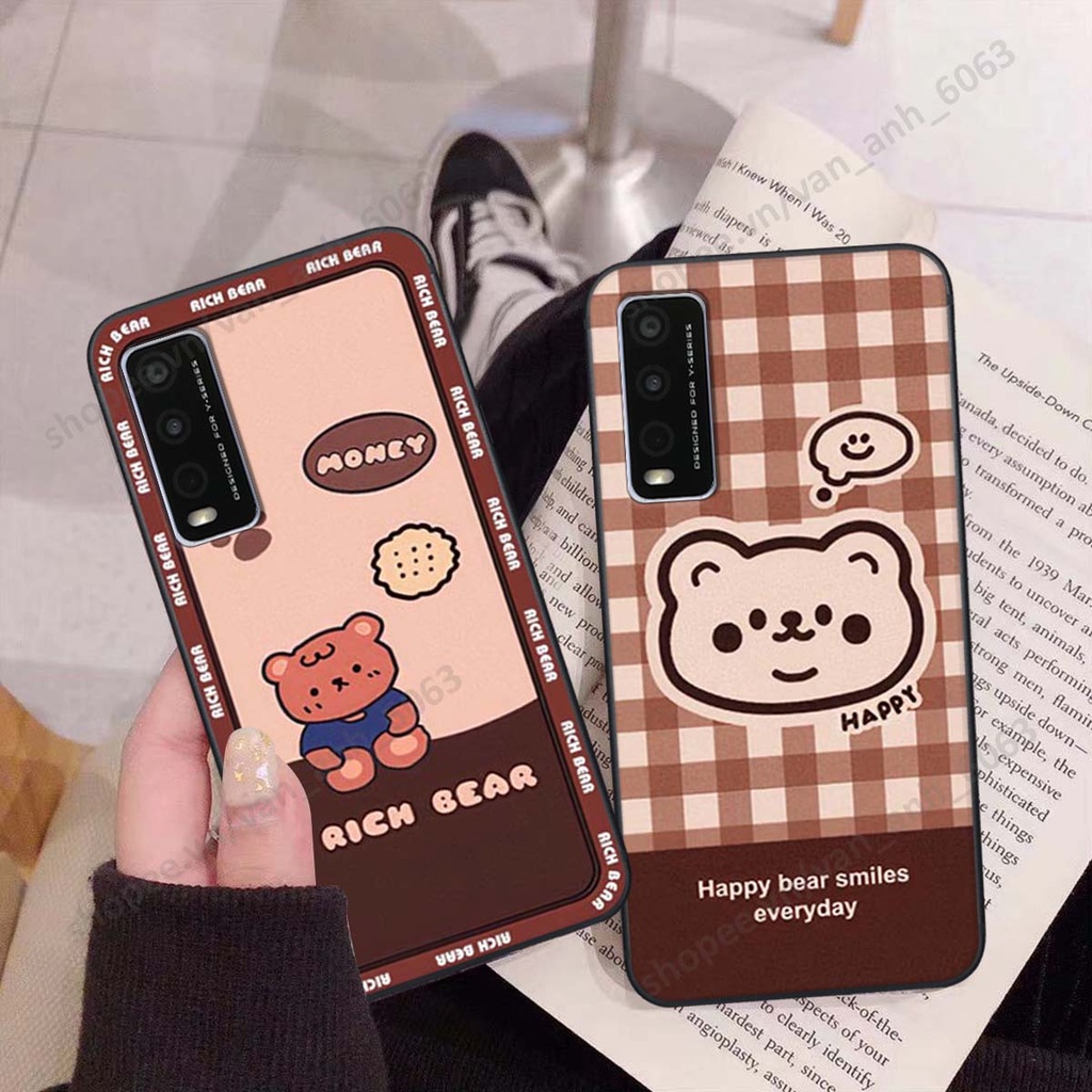 Ốp lưng Vivo Y20 in hình hoa, gấu rich bear nghệ thuật, thời trang