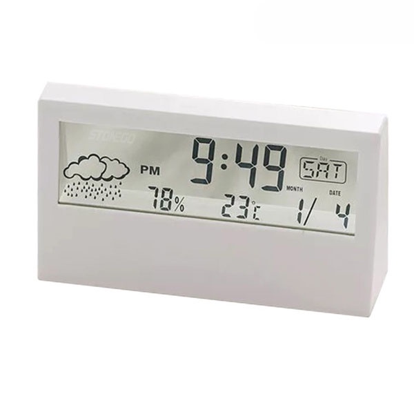 Đồng Hồ Điện Tử Để Bàn Có Đèn LED Hiển Thị Nhiệt Độ Và Độ Ẩm Phong Cách Đơn Giản