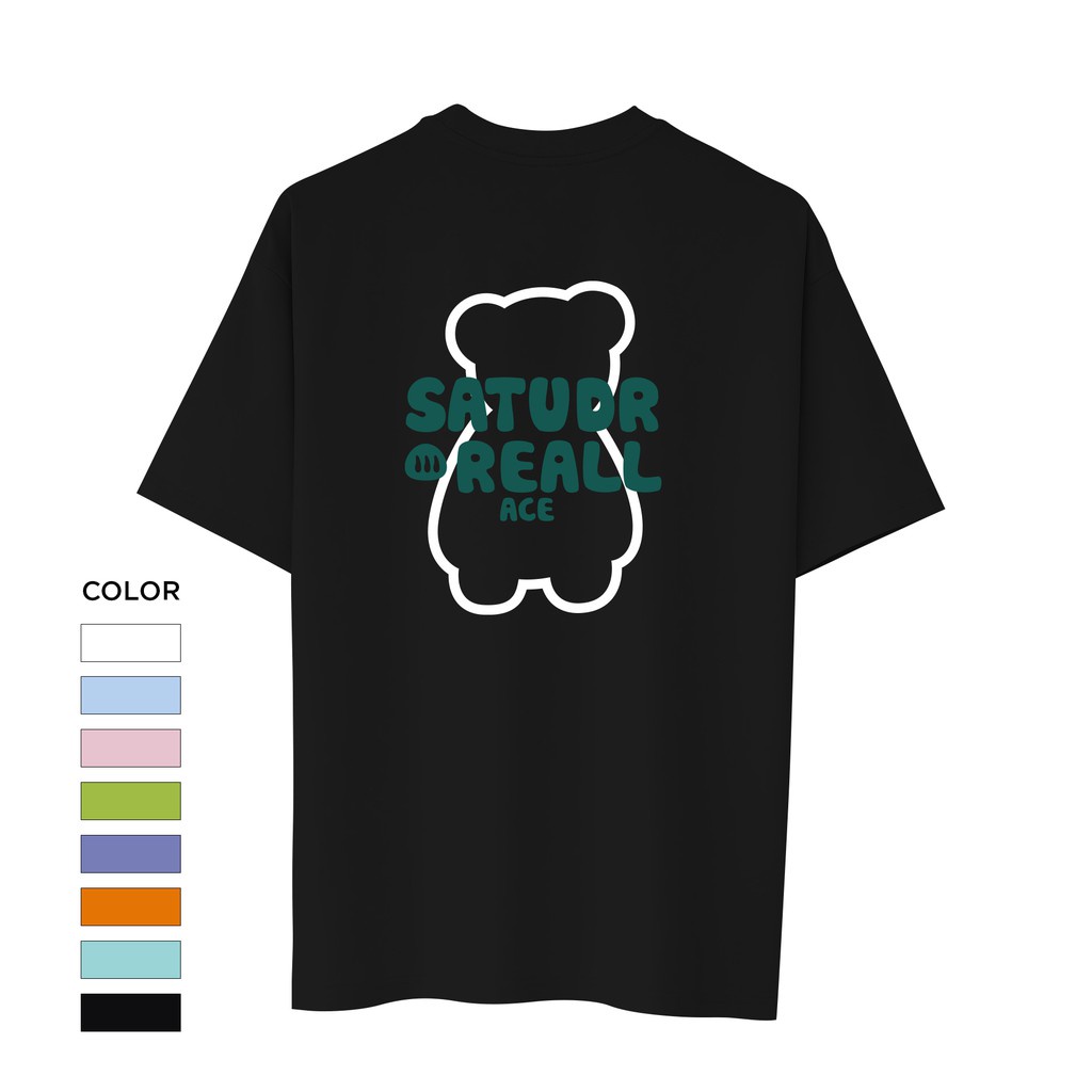 Áo thun nam nữ in gấu SATUDR REALL COTTON (V76)