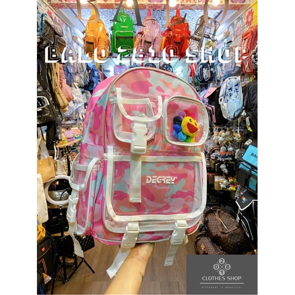 Balo Degrey Camo Pink Backpack 2810 Clothes Shop Balo Đi Học Rằn Ri Hồng Ulzzang Unisex