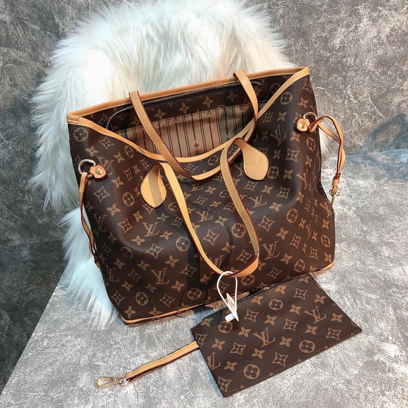 Túi lv size 40 đựng nhiều đồ tặng kèm ví hàng siêu đẹp chất da mềm sụn D564