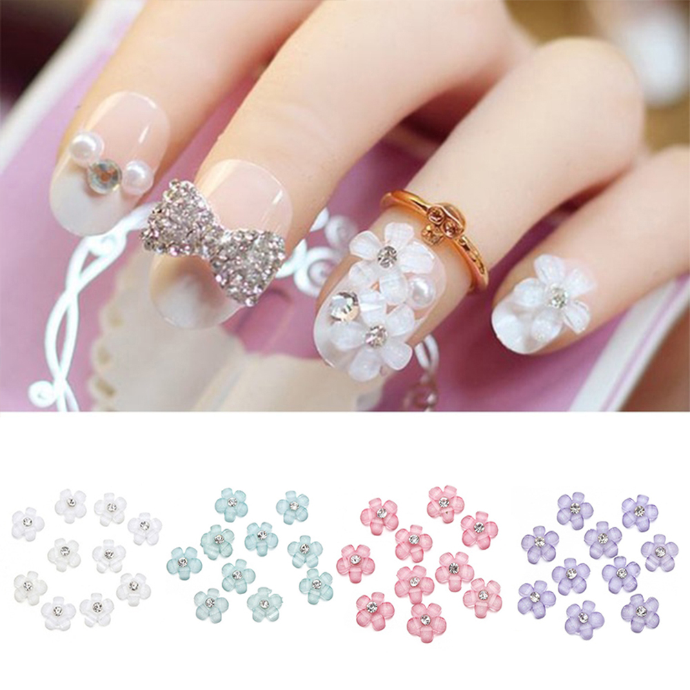 Bộ 10 Miếng Dán Móng Tay 3d Lấp Lánh Nhiều Màu Sắc