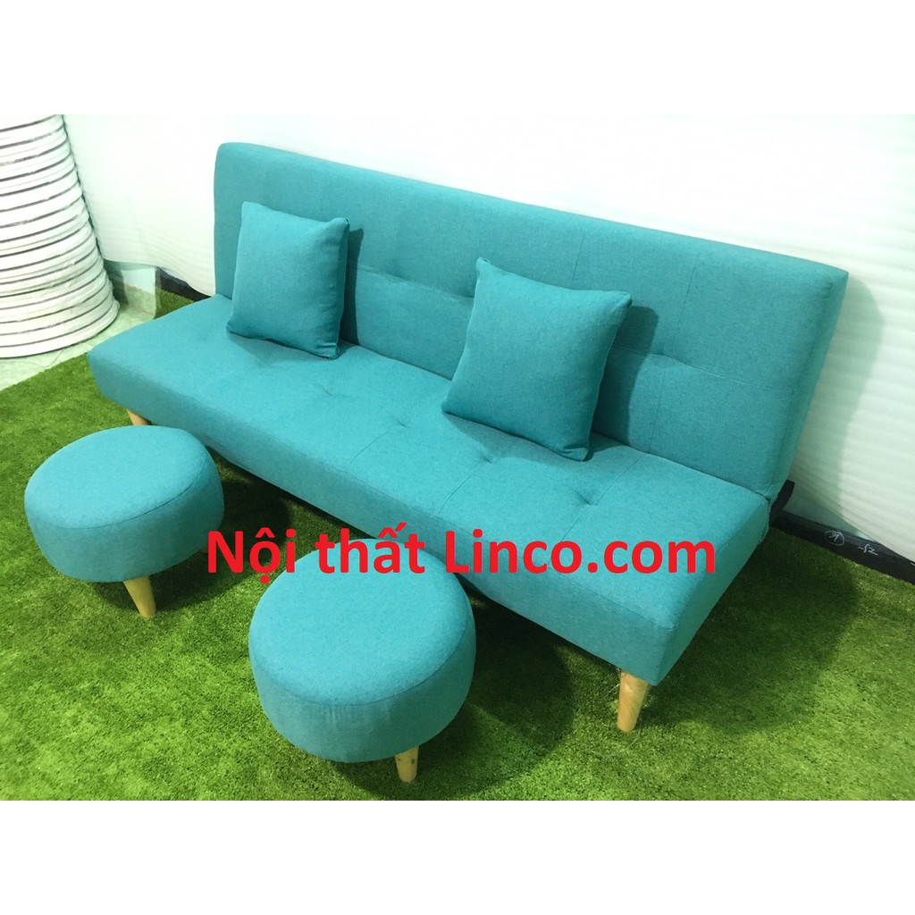 Bộ ghế dài salong bed xanh ngọc 1m7 giá rẻ vải bố nhỏ gọn đẹp sofa phòng khách Nội thất Linco Sài Gòn