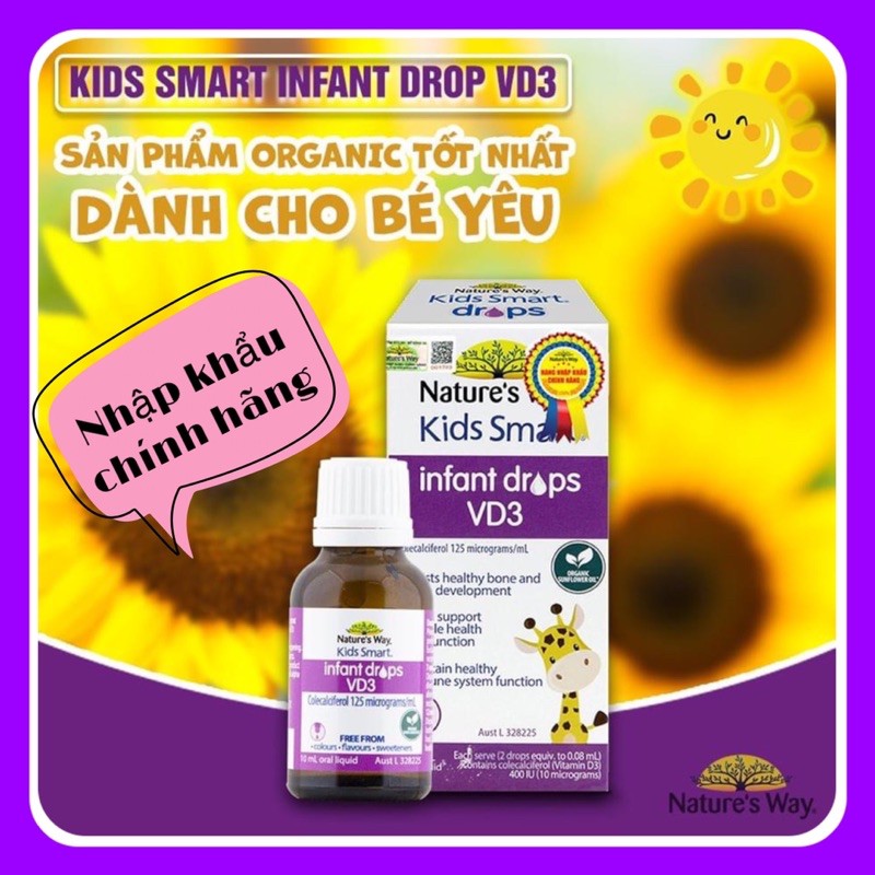 Vitamin D3 Nature's Way, tăng cường hệ miễn dịch, bổ sung vitamin cho bé