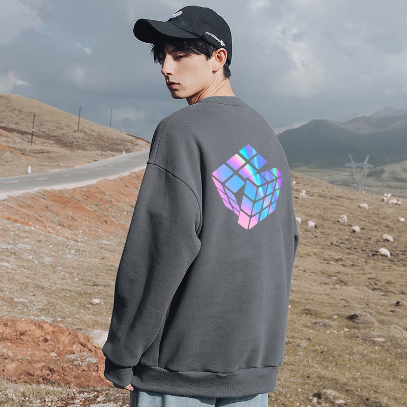 Áo Sweater nỉ Áo nỉ Ulzzang phản quang unisex dài tay Rubik AS09 Guvia