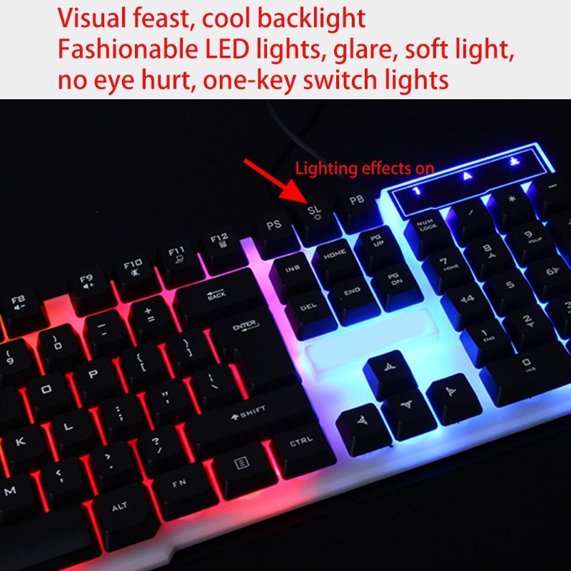Bộ bàn phím chơi game kèm chuột có dây 2.4G có đèn led cho PC
