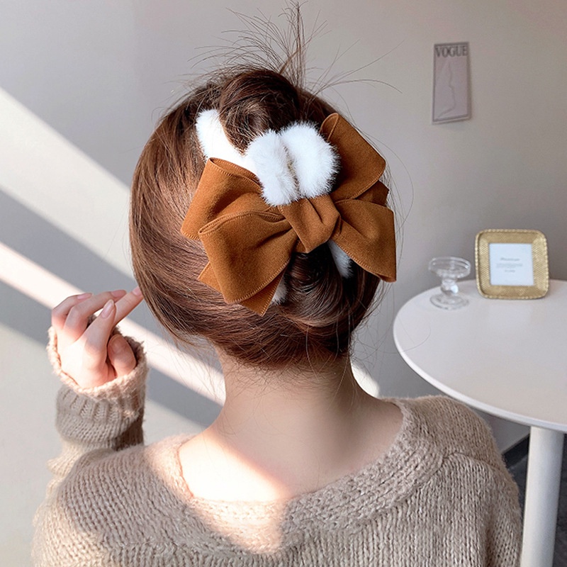 Kẹp Tóc Hình Nơ Lưng Đầu Cá Mập Cỡ Lớn Kiểu Pháp Thời Trang Thu Đông Cho Nữ
