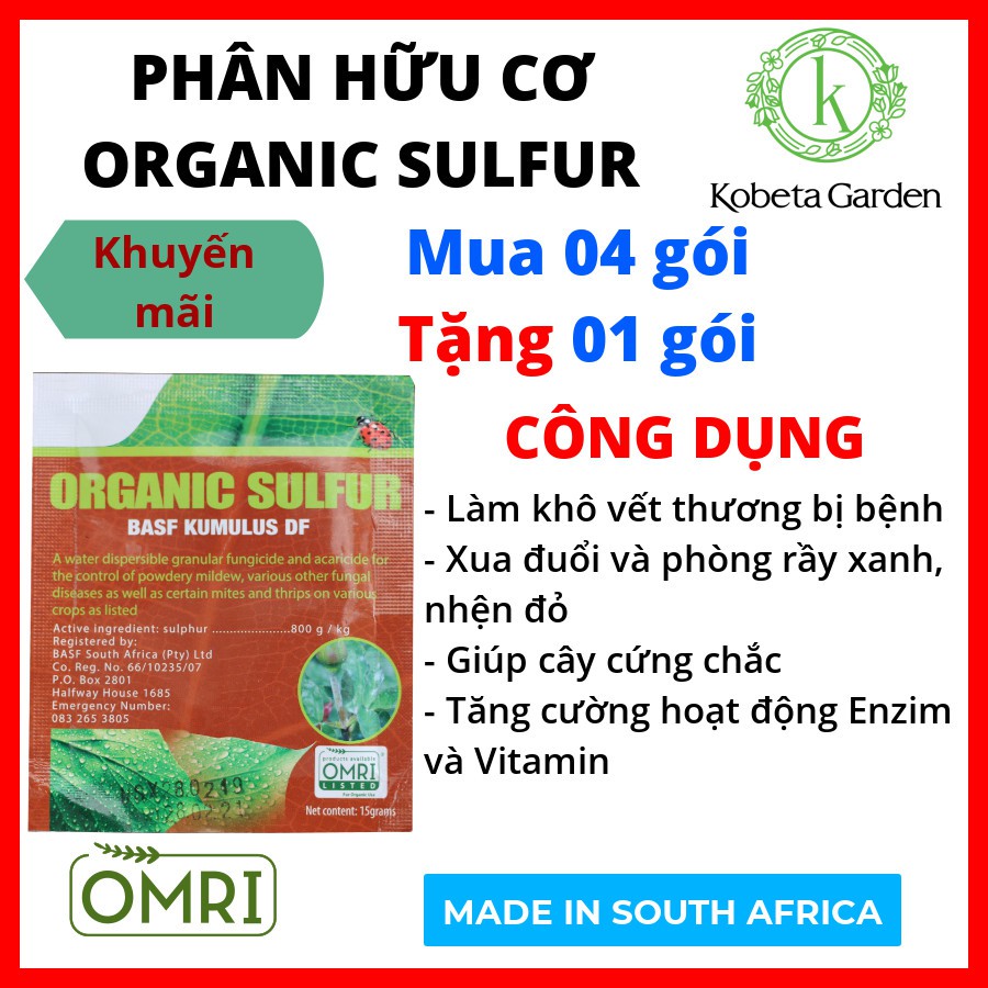 ORGANIC SULFUR HỮU CƠ DÙNG CHO HOA HỒNG- KOBETA GARDEN (MUA 4 TẶNG 1)