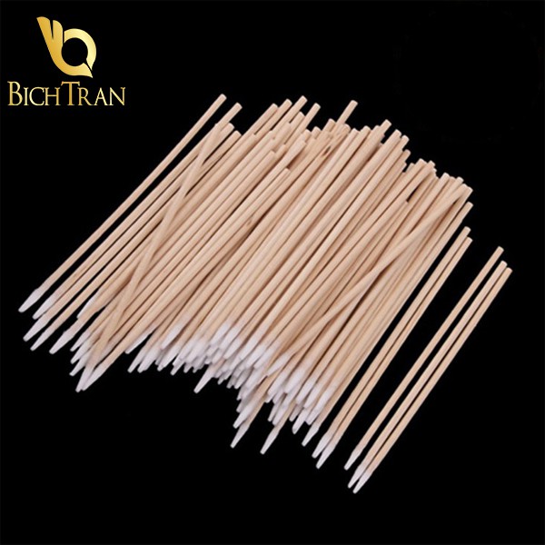 Tăm bông cán gỗ chà môi mày sau phun xăm siêu tiết kiệm dạng túi