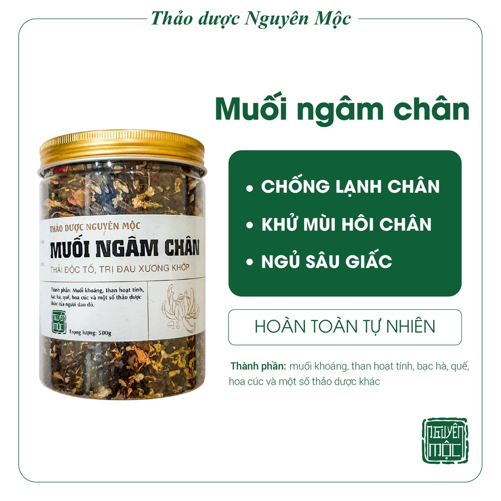 Muối ngâm chân than hoạt tính dao đỏ thảo dược Nguyên Mộc hỗ trợ khử mùi hôi chân giảm đau xương khớp ngừa lạnh chân