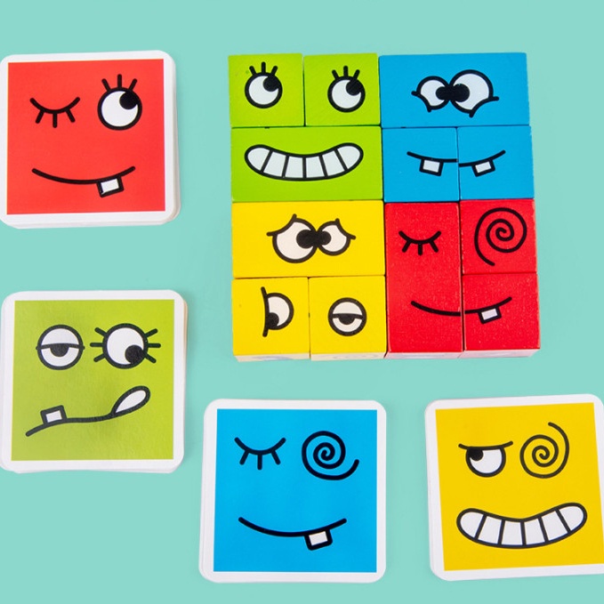 Bộ đồ chơi xếp hình biểu cảm mặt bằng gỗ BAPKIDS cho bé 3 tuổi - board game tương tác thông minh cho trẻ em