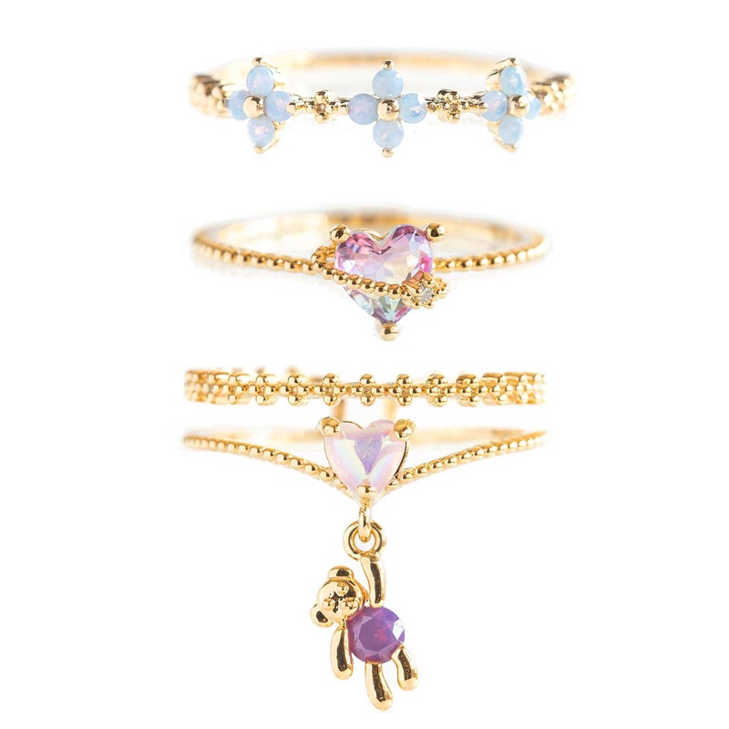 Nhẫn Mạ Vàng Hình Gấu / Hoa / Trái Tim / Gấu Xinh Xắn Thời Trang Cho Nữ