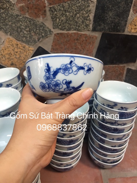 Bộ 10 bát cơm men lam tích cổ