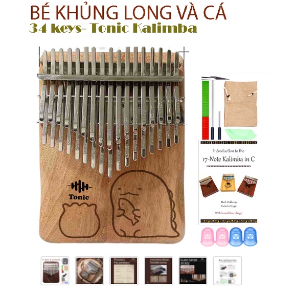 Đàn kalimba 34 phím gỗ nguyên khối tặng stick màu CÓ SẴN- giao TP.HCM 2H