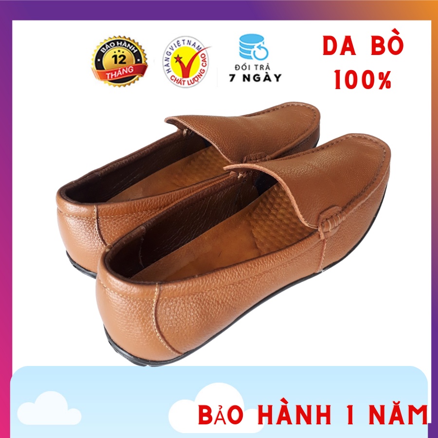 Giày Lười Nam Da Bò, Giày Mọi Nam Da Bò Thật Khâu Đế Cao Cấp HKT Shop GM334