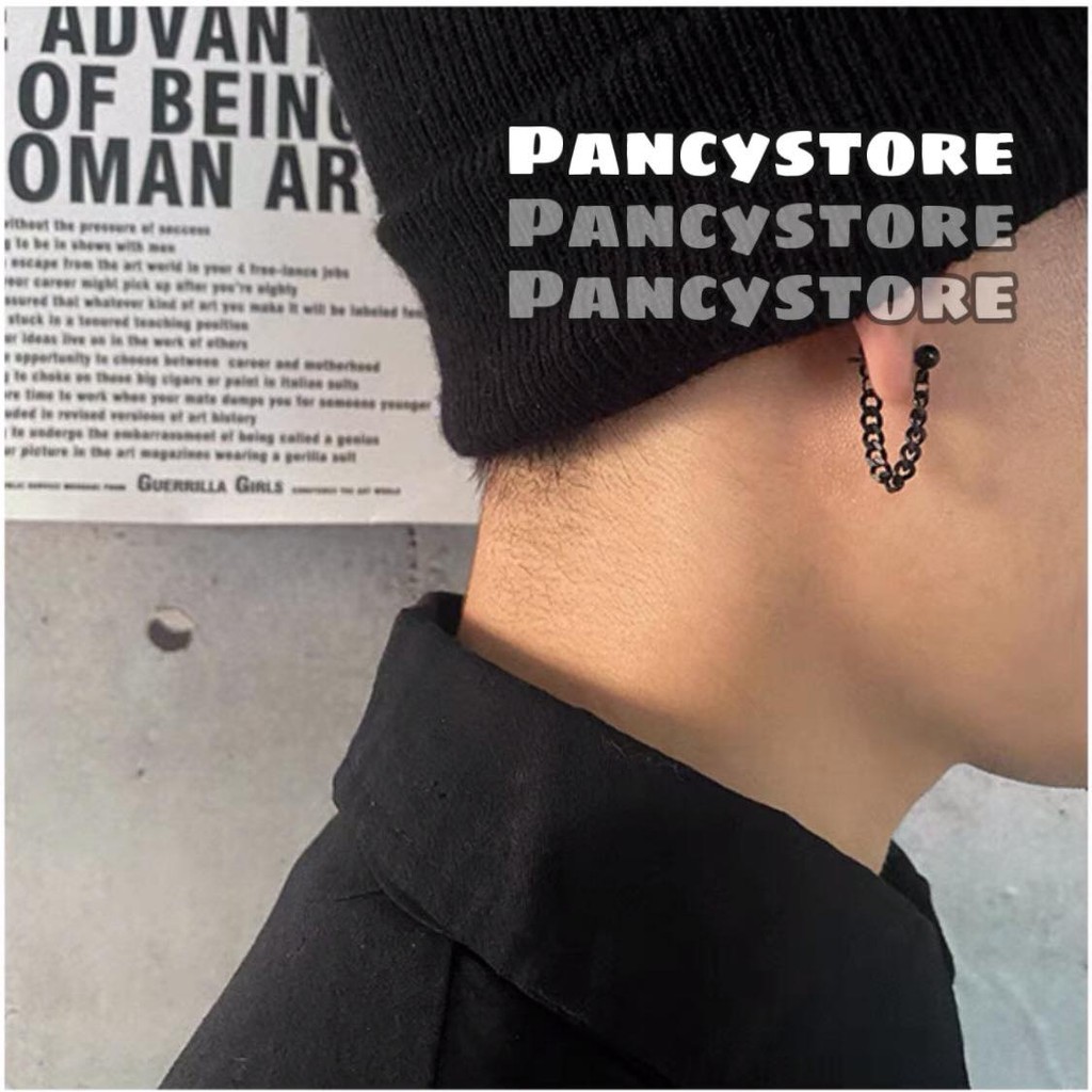 khuyên tai bông tai titan dây xích cá tính unisex