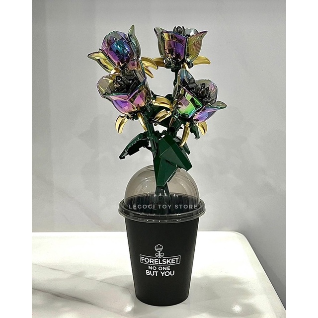 Đồ chơi xếp hình Legogi HOA PHANTOM ROSE TÍM ĐỎ mô hình lắp ghép quà tặng bạn nữ