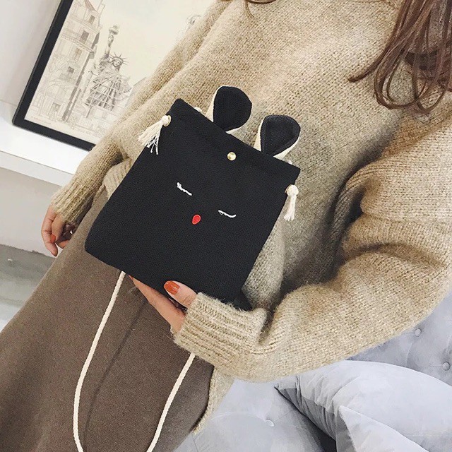 Túi cói tai thỏ 16x20cm 2 màu dễ thương - TCT01 | BigBuy360 - bigbuy360.vn