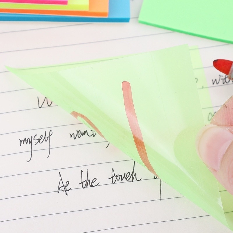 1 Set Giấy Dán Ghi Chú Màu Trong Suốt Bề Mặt Nhám Đơn Giản Tiện Dụng Cho Học Sinh