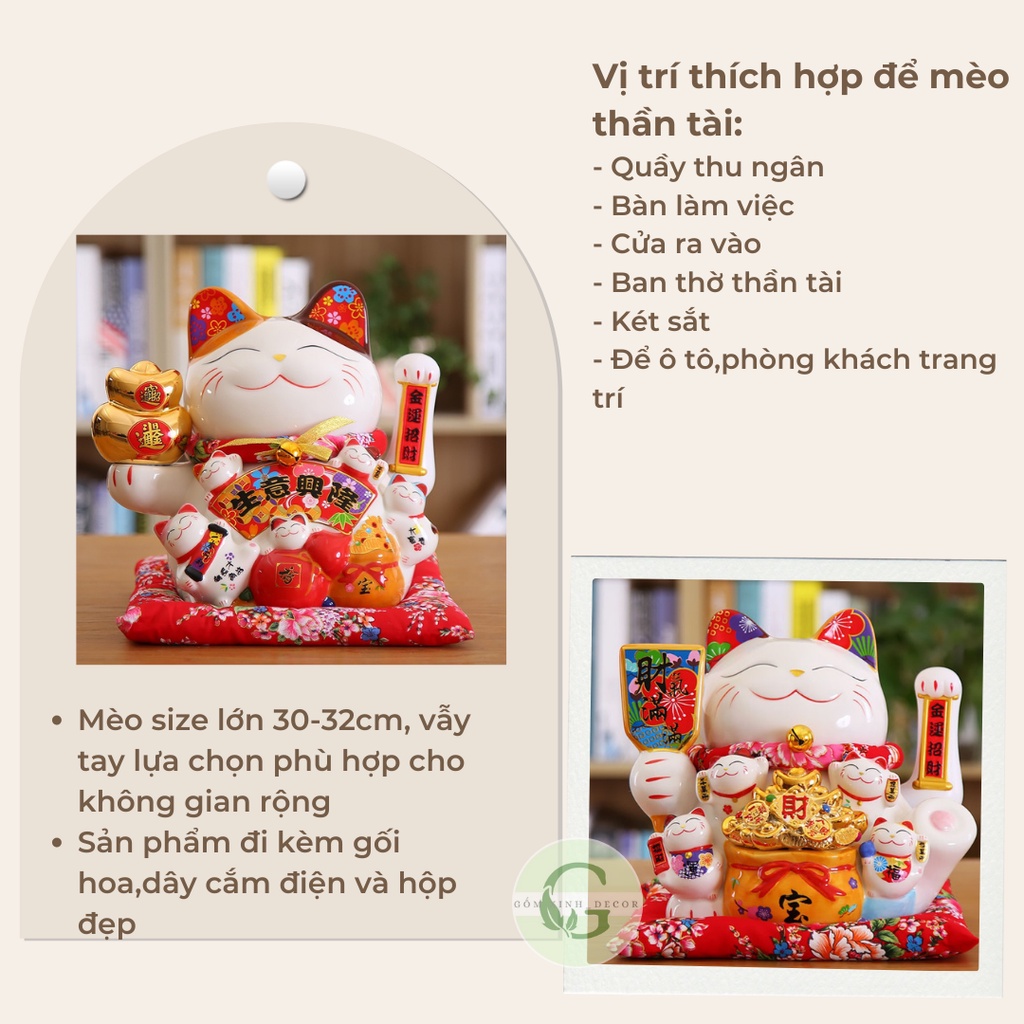 Mèo Thần Tài  Vẫy Tay Size Lớn 30-40cm Nhiều Mẫu Mèo Chiêu Tài Lộc May Mắn Gốm Sứ Cao Cấp