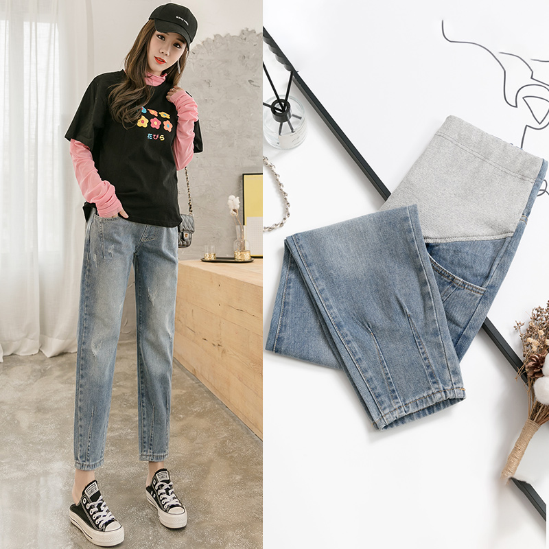 Quần Jeans Form Rộng Thời Trang Cho Mẹ Bầu