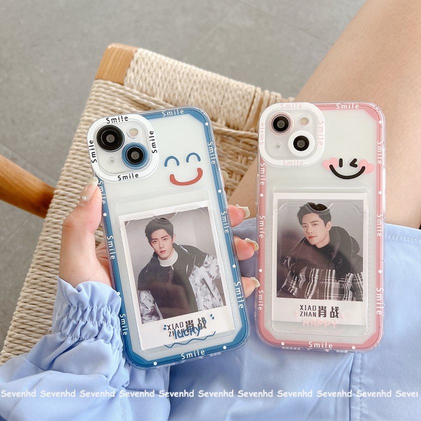 Ốp Điện Thoại Dẻo Họa Tiết Hoạt Hình Mặt Cười Kèm Ngăn Đựng Thẻ Cho iPhone 14 13 12 11 Pro Max X XR Xs Max 8 7 6 6s Plus SE 2020