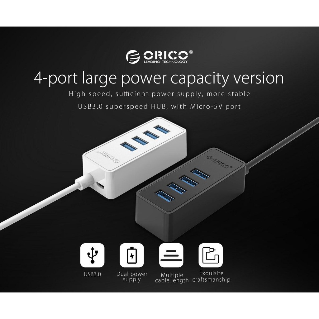 HUB chia 4 cổng USB 3.0 Orico W5P-U3 - Bảo hành chính hãng 12 tháng