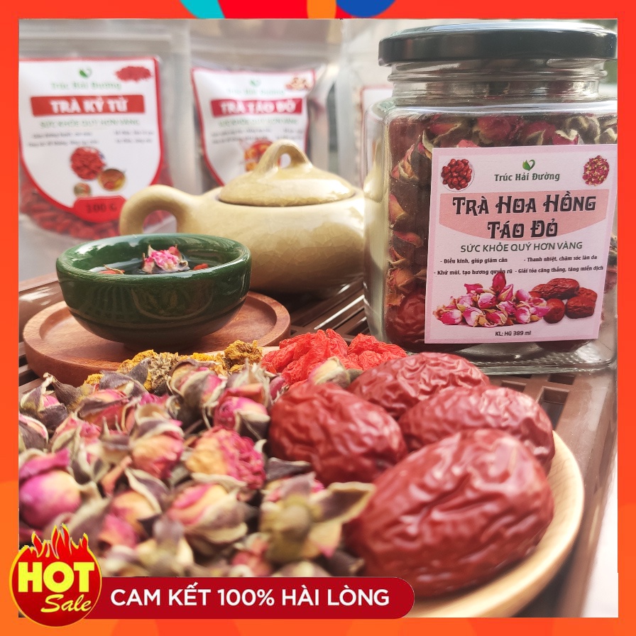 ✅[HÀNG CAO CẤP] Trà Hoa Hồng Giang Tây Và Táo Đỏ Chăm Sóc Da, Khử Mùi, Ngăn Tiết Mồ Hôi, Detox,Thải Độcc