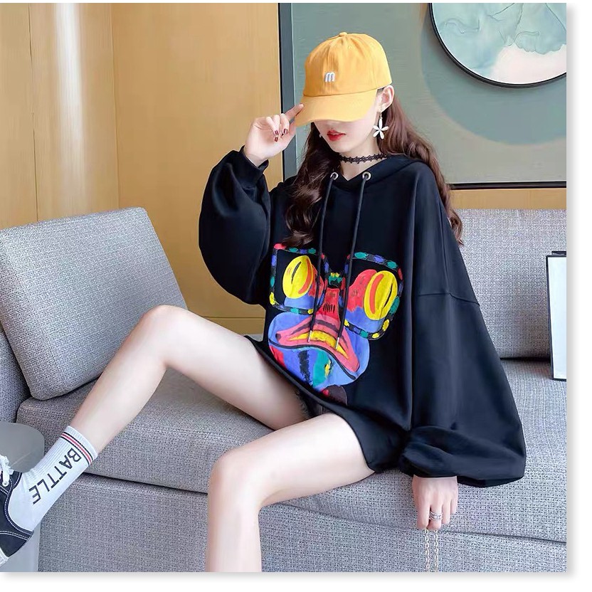 ÁO HOODIE NỮ FOM RỘNG PHỐI HẠO TIẾT ẾCH BẢY MÀU HÀNG CAO CẤP