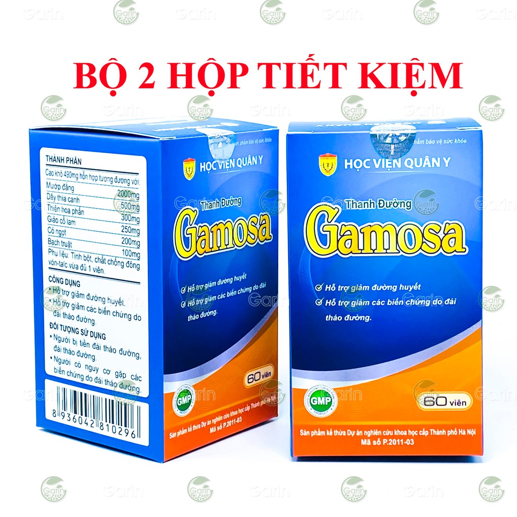 Liệu trình 1 tháng 2 hộp Thanh Đường Gamosa Học Viện Quân Y (60 viên x 2) giúp giảm đường huyết, phòng ngừa tiểu đường