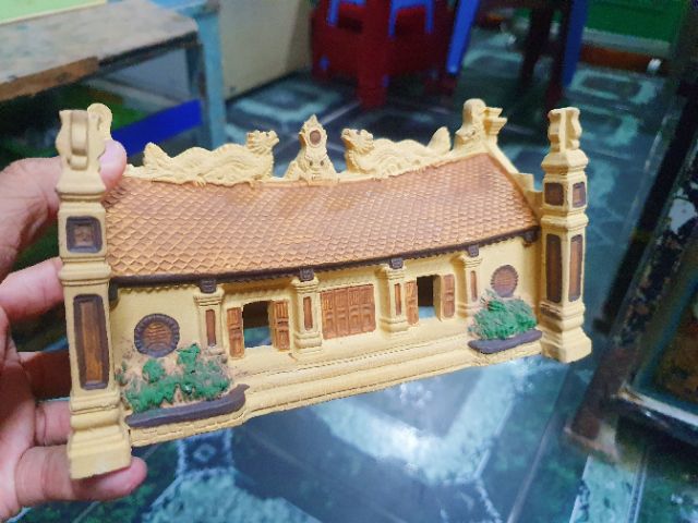 NHÀ ĐÌNH CHÙA TRANG TRÍ HỒ CÁ NON BỘ 18X9X9CM