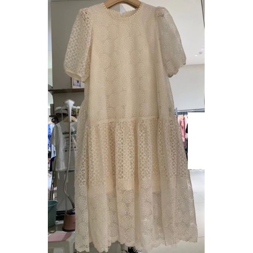 Váy trắng babydoll dáng dài ren hoa xinh đẹp