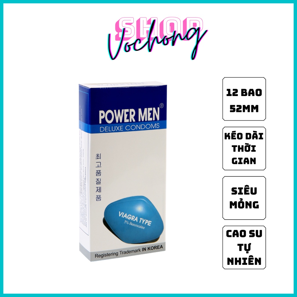 Bao cao su kéo dài thời gian Power Men Viagra 12 cái