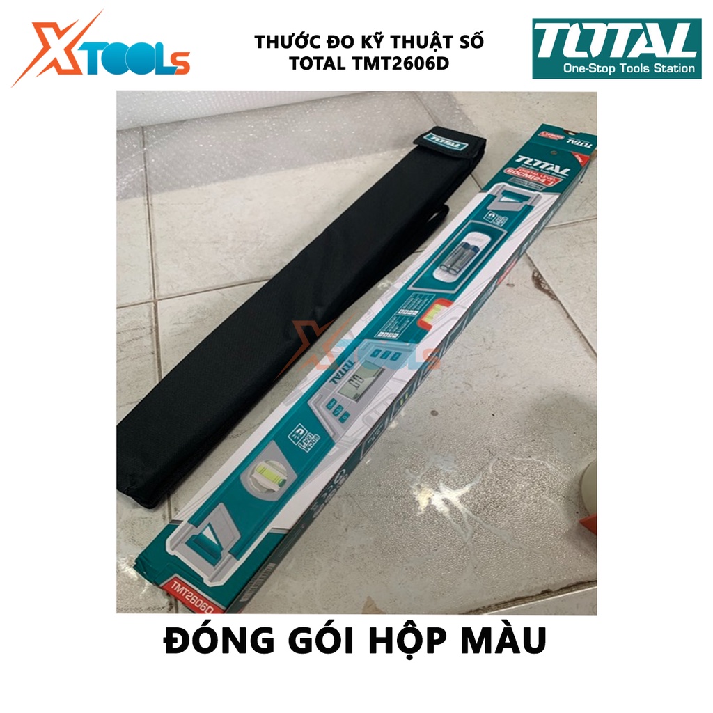 Thước thủy đo kỹ thuật số TOTAL TMT2606D thước thủy điện tử Chiều dài thước đo 60cm, Phạm vi đo 0~360°(4*90°), Độ đo chí