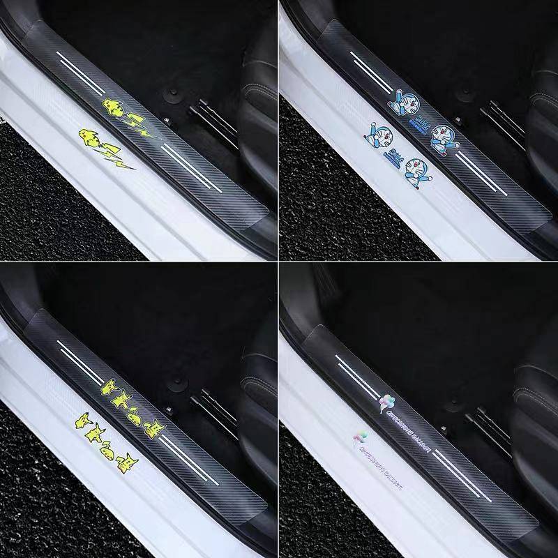 Set miếng dán bệ cửa xe ô tô trang trí trong suốt chống trượt chống trầy nhiều mẫu mã hoạt hình tùy chọn (có bán lẻ)