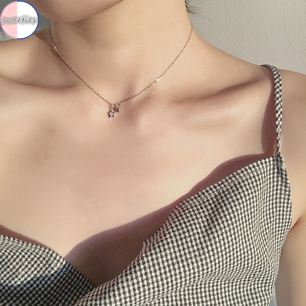 Dây chuyền kim loại xi bạc 925 phối mặt hình ngôi sao nữ tính