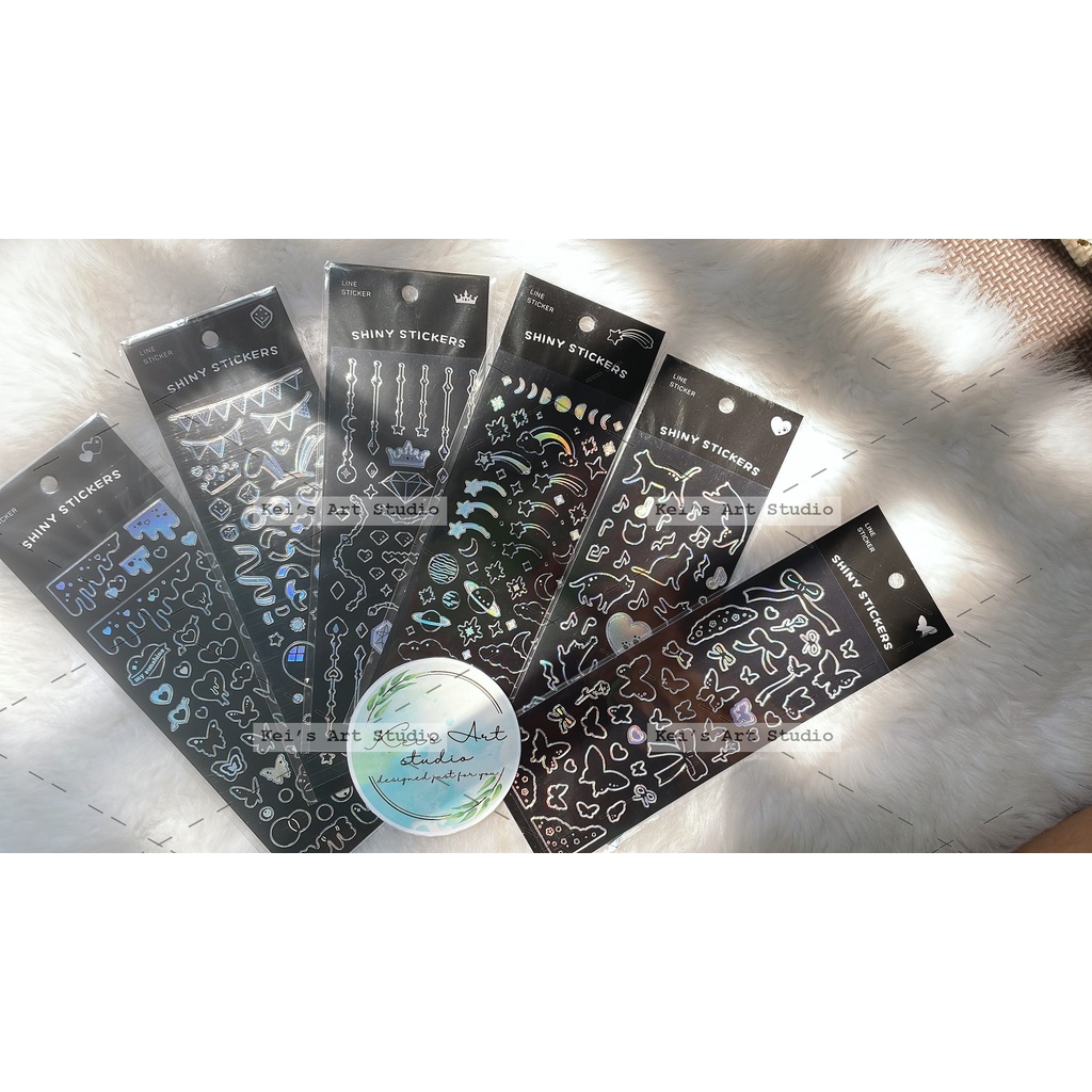 Sticker viền bạc, vàng, 7 màu, hologram, laser trang trí toploader, đồ vật, đồ dùng, lưu niệm
