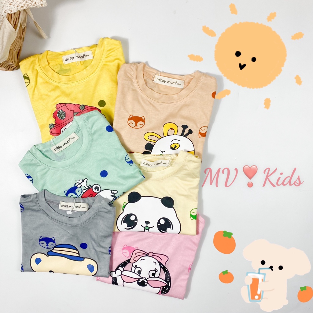 [SALE] Bộ Dài Tay Cho Bé Trai, Bé Gái Minky Mom Vải Thun Lạnh Cún Chấm Bi In Hình, Đồ Bộ Cho Bé Mặc Thu Đông MKMTD2165